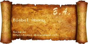 Biebel Abony névjegykártya